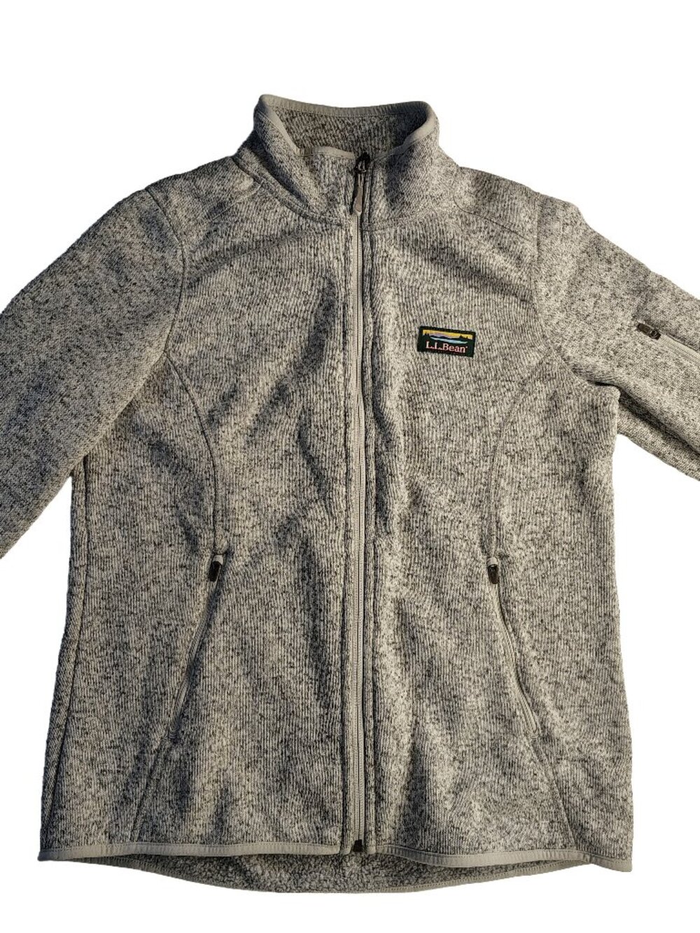 Women's Medium Gray L.L. Bean Knitted Soft Polyester Heavyweight ZIp-Up Sweater